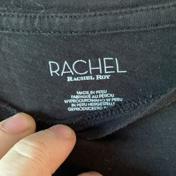 Rachel Roy Women’s Small Black Top Blouse Round Neck Stretch Lightweight - Picture 2 of 9